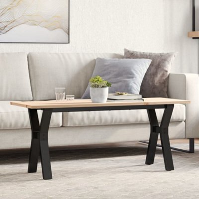 Berkfield Coffee Table Y-Frame 110X40X45 Cm Solid Wood Pine And Steel - image 1