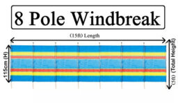 Abaseen Blue 8 Pole Windbreaker, Extra Tall Windbreaker For Camping, Caravan, Festival And Beach 5Ft X 15Ft - thumbnail 3