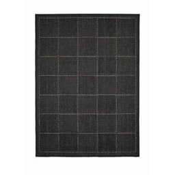 Melrose County Flatweave Black Check Design Indoor Non-Slip Small Area Rug 080/150Cm - thumbnail 5