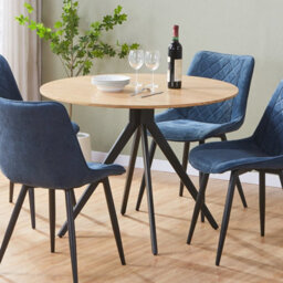 Core Products Aspen Round Dining Table With Light Oak Effect Top And Black Pedestal Base - Compact Modern Dining Table 75 X 120 X 100Cm - thumbnail 6