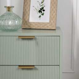OHS Ribbed Bedside Table Modern Bedroom 3 Draw Office Nightstand, Sage - thumbnail 3