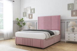 "Sloomy Harrington Pink Plush Divan Bed 2 Drawers Right Side-26"" Strutted Headboard 12"" Footboard 3' Single" - thumbnail 3