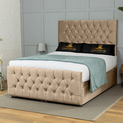 UKBEDFURNITURE Winchester Plush Beige End Opening Divan Ottoman Bed With 54 Inch Headboard - image 1