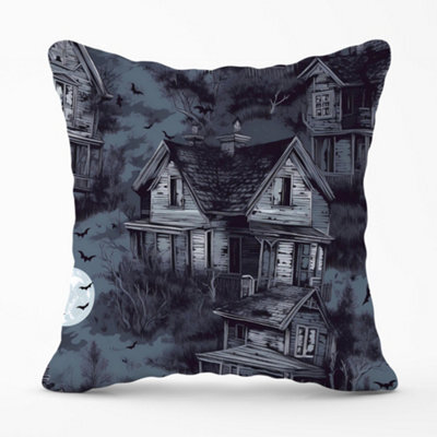 Warren Reed Designer Spooky Shadowy Haunted House Cushions 60Cm X 60Cm - image 1