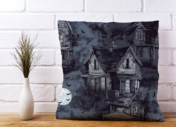 Warren Reed Designer Spooky Shadowy Haunted House Cushions 60Cm X 60Cm - thumbnail 2