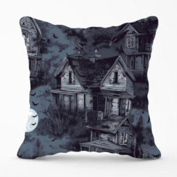Warren Reed Designer Spooky Shadowy Haunted House Cushions 60Cm X 60Cm - thumbnail 1