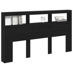 Berkfield Headboard Cabinet With Led Black Oak 180X17X102 Cm - thumbnail 5
