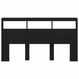 Berkfield Headboard Cabinet With Led Black Oak 180X17X102 Cm - thumbnail 7