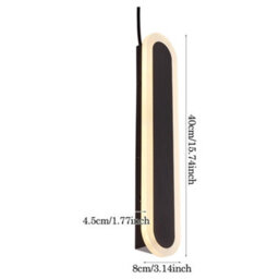 Thehotsale Oval Black Outdoor Ip65 Waterproof Long Wall Led Light 40Cm H - thumbnail 9
