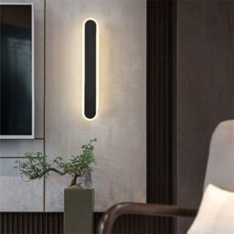 Thehotsale Oval Black Outdoor Ip65 Waterproof Long Wall Led Light 40Cm H - thumbnail 2