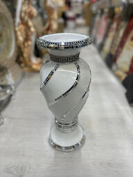 DEENZ 40Cm Spiral Crushed Diamond Ceramic Flower Vase White V070