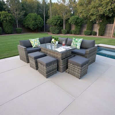 Outdoor Living (NW) Ltd The Tarporley 9 Seat Corner Rattan Dining Set - Rising Table - image 1