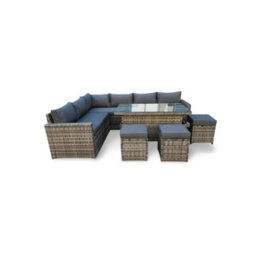 Outdoor Living (NW) Ltd The Tarporley 9 Seat Corner Rattan Dining Set - Rising Table - thumbnail 8