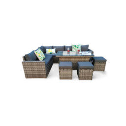 Outdoor Living (NW) Ltd The Tarporley 9 Seat Corner Rattan Dining Set - Rising Table - thumbnail 4