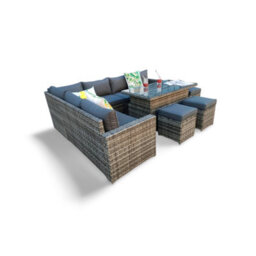Outdoor Living (NW) Ltd The Tarporley 9 Seat Corner Rattan Dining Set - Rising Table - thumbnail 5