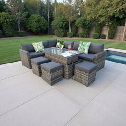 Outdoor Living (NW) Ltd The Tarporley 9 Seat Corner Rattan Dining Set - Rising Table - thumbnail 1