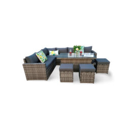 Outdoor Living (NW) Ltd The Tarporley 9 Seat Corner Rattan Dining Set - Rising Table - thumbnail 6