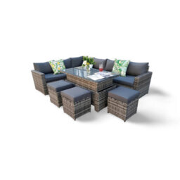 Outdoor Living (NW) Ltd The Tarporley 9 Seat Corner Rattan Dining Set - Rising Table - thumbnail 7