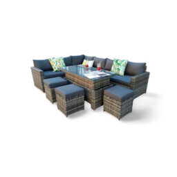 Outdoor Living (NW) Ltd The Tarporley 9 Seat Corner Rattan Dining Set - Rising Table - thumbnail 3