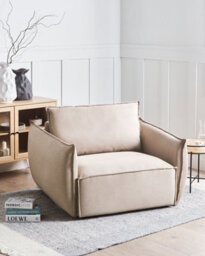Beliani  Armchair Kunes Fabric Taupe - thumbnail 2