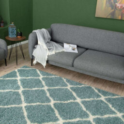 The Rugs Moroccan Shaggy Rugs And Runners Soft  High Pile Duck Egg Blue And Ivory Living Room Kitchen Hallway 750 - thumbnail 8