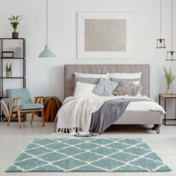 The Rugs Moroccan Shaggy Rugs And Runners Soft  High Pile Duck Egg Blue And Ivory Living Room Kitchen Hallway 750 - thumbnail 5