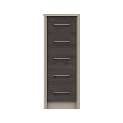 Burlington 5 Drawer Tallboy - Fired Earth And Anthracite Larch On Express Delivery And Ready Assembled - image 1
