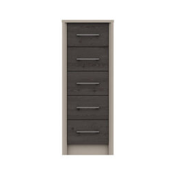 Burlington 5 Drawer Tallboy - Fired Earth And Anthracite Larch On Express Delivery And Ready Assembled - thumbnail 1