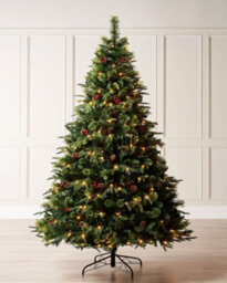 WeRChristmas Pre Lit Victorian Christmas Tree With Berries Pinecones And Warm White Leds 8Ft - thumbnail 2