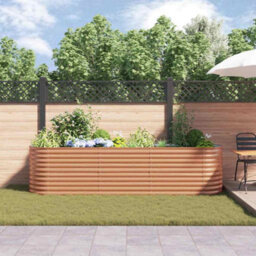 Berkfield Garden Raised Bed Brown 320 X 80 X 81 Cm Steel - thumbnail 4