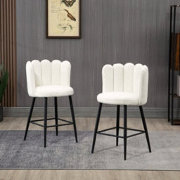 Fluffy Upholstered Breakfast Bar Stools Set Of 2 With Back - thumbnail 4