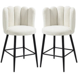 Fluffy Upholstered Breakfast Bar Stools Set Of 2 With Back - thumbnail 6