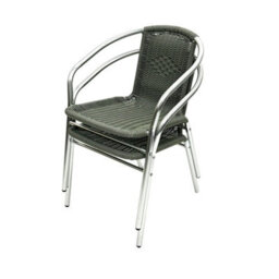 Pack Of 2 Chairs-Grey Wicker Rattan Chairs, Grey Rattan Garden Chairs - thumbnail 1