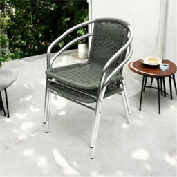 Pack Of 2 Chairs-Grey Wicker Rattan Chairs, Grey Rattan Garden Chairs - thumbnail 2