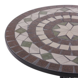 Wyld And Coco Vintage-Style Outdoor Bistro Table Black Iron Frame With Ceramic Mosaic Top 60Cm Round - thumbnail 5