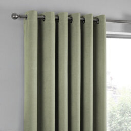Fusion Strata Green Triple-Woven Dimout Eyelet Curtains - thumbnail 3