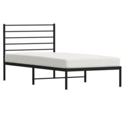 Vidaxl Metal Bed Frame Without Mattress With Headboard Black 75X190Cm - thumbnail 5
