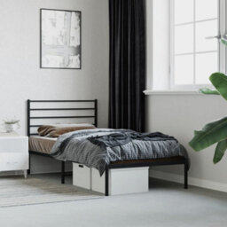 Vidaxl Metal Bed Frame Without Mattress With Headboard Black 75X190Cm - thumbnail 1
