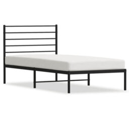 Vidaxl Metal Bed Frame Without Mattress With Headboard Black 75X190Cm - thumbnail 2