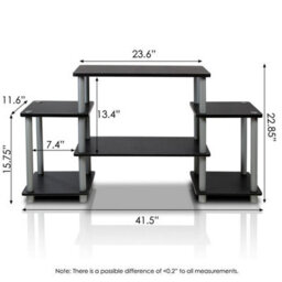 Walplus Furinno 11257Bk/gy Turn-N-Tube No Tools Entertainment Center, Black/grey - thumbnail 3