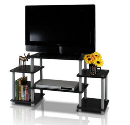 Walplus Furinno 11257Bk/gy Turn-N-Tube No Tools Entertainment Center, Black/grey - thumbnail 1