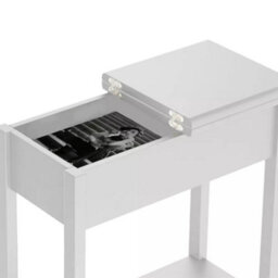 2-Tier Wooden Flip Top Sofa Side End Table White Nightstand Narrow Shelf Storage - thumbnail 3
