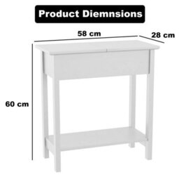 2-Tier Wooden Flip Top Sofa Side End Table White Nightstand Narrow Shelf Storage - thumbnail 2