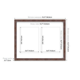 14X11 Inch 2 Opening Photo Collage Frame, Display Two 8X6 Inch Photos, Multi Aperture Family Picture Frame, Walnut - thumbnail 4