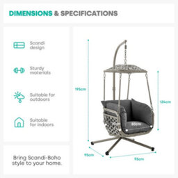 Livivo Kira Rattan Canopy Swing Chair - thumbnail 4