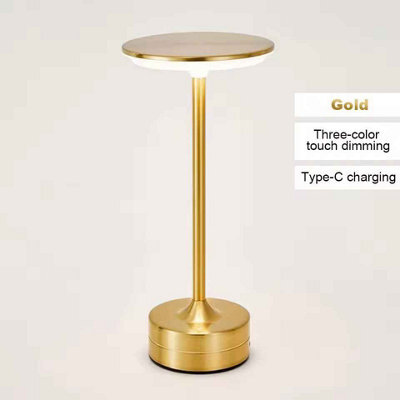 Led Touch Table Lamp Usb Rechargeable Night Light Portable Gold Trichromatic - image 1