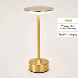Led Touch Table Lamp Usb Rechargeable Night Light Portable Gold Trichromatic
