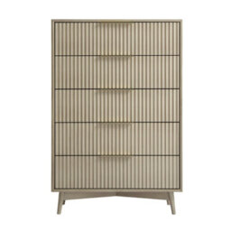 Monza Tall Chest Of 5 Drawers With Fluted Detailing Pale Ash - thumbnail 6