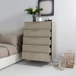 Monza Tall Chest Of 5 Drawers With Fluted Detailing Pale Ash - thumbnail 3