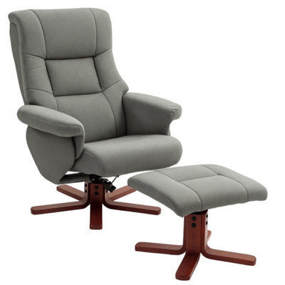 Grey Recliner Chair With Footstool, Backrest Adjustable Armchair - image 1